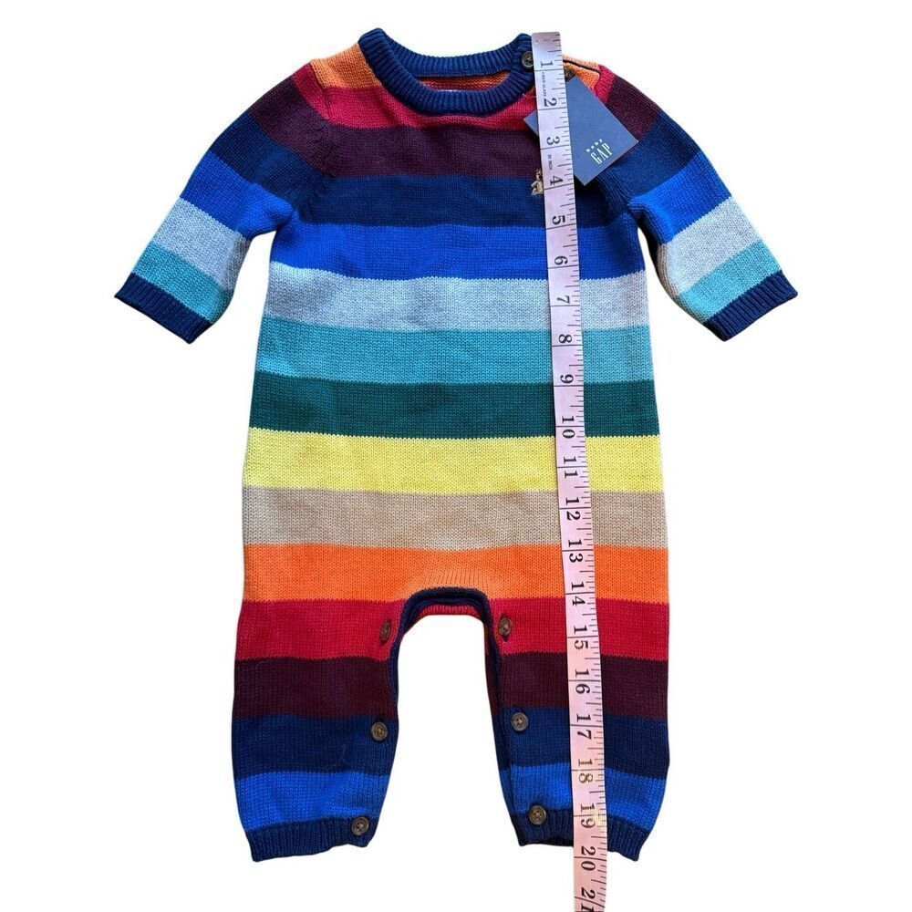 GAP Baby Cotton Happy Stripe One-Piece sweater romper Size 0-3M - Picture 7 of 7